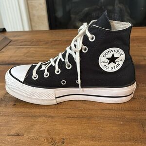 Converse All Stars Black and White Wedged Hightop Sneakers, size 7